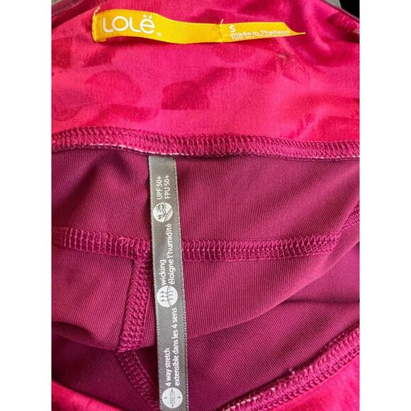 Small Lole Plum Yoga Leggings UPF 50+ Wicking 4 Way Stretch Zip Pocket - Picture 6 of 7